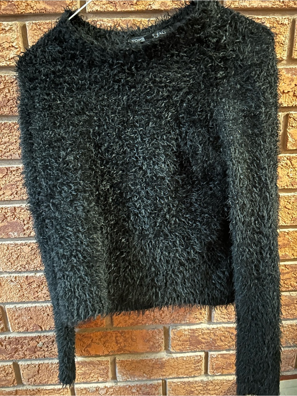 Topshop Black Fuzzy Scoop Neck Sweater